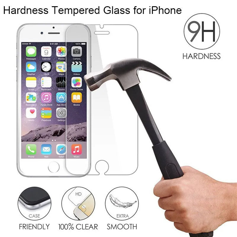 Clear tempered glass iPhone screen protector with anti-fingerprint coating