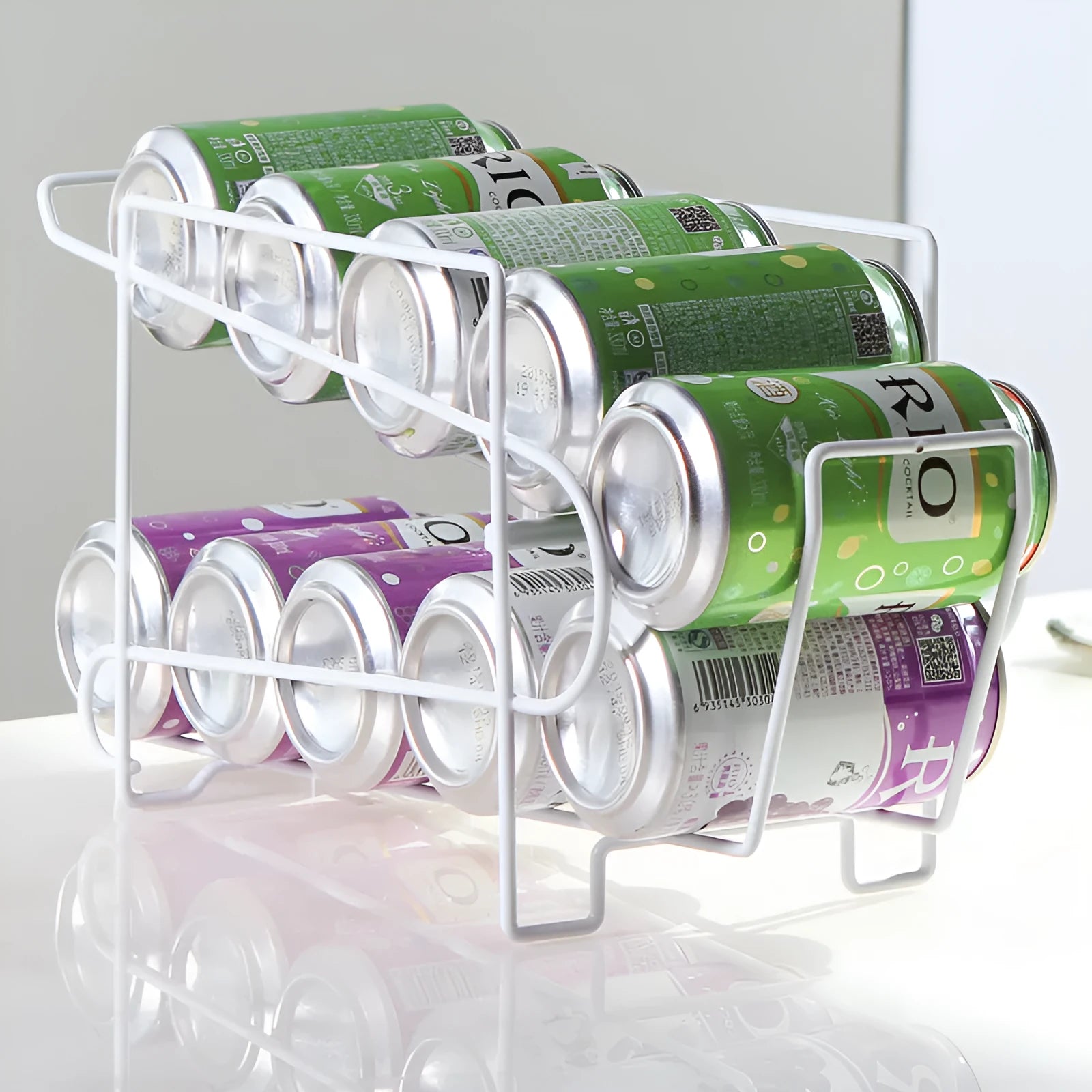 Double-layer iron kitchen storage rack for cans and bottles, 28x18x14cm, picture colour finish