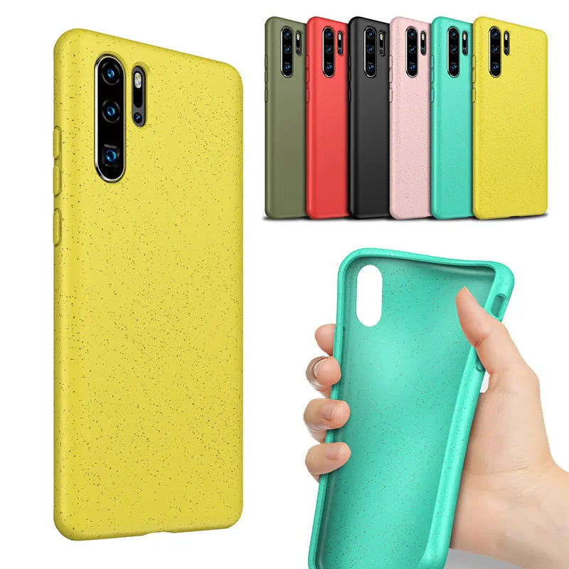 Huawei P30 mobile phone case in TPU material showing multiple colour options.
