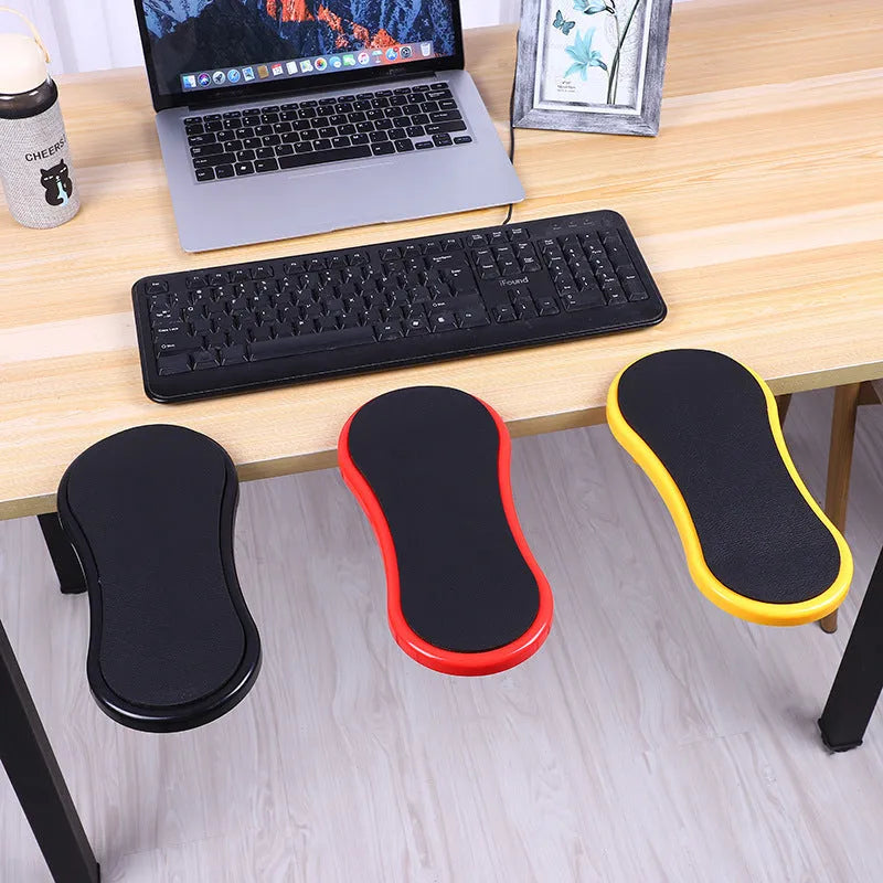 Black ergonomic computer hand bracket mouse wrist pad on desk with non-slip rubber base