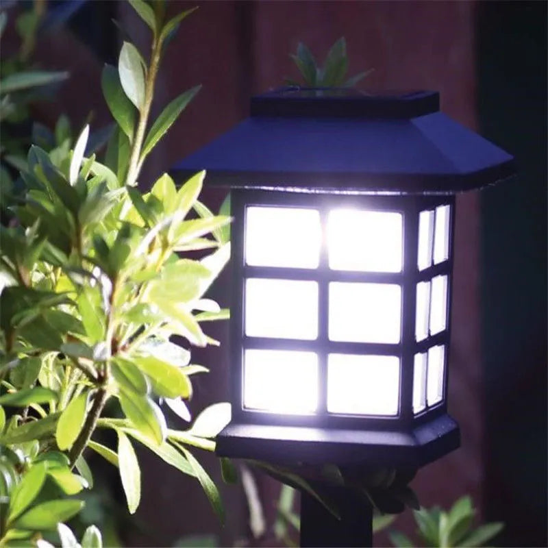 Solar square lawn light with IP44 LED, 85x360mm, in white/warm white/RGB for garden use