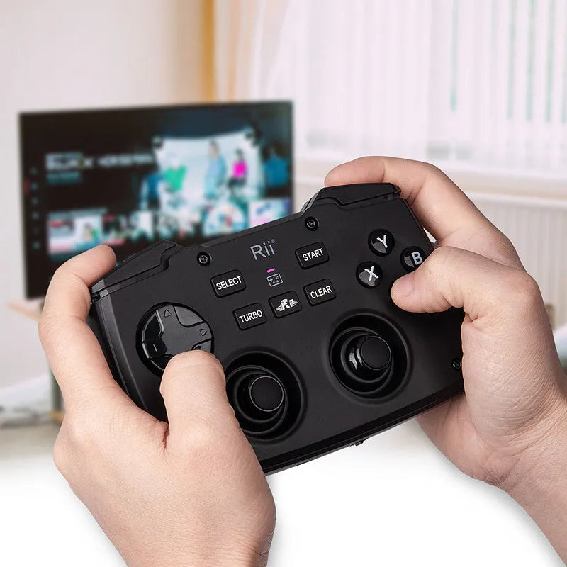 Black wireless mini keyboard with USB interface and ergonomic support