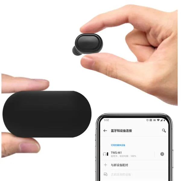 M1 Bluetooth wireless stereo headset with earbud design in black or white colour