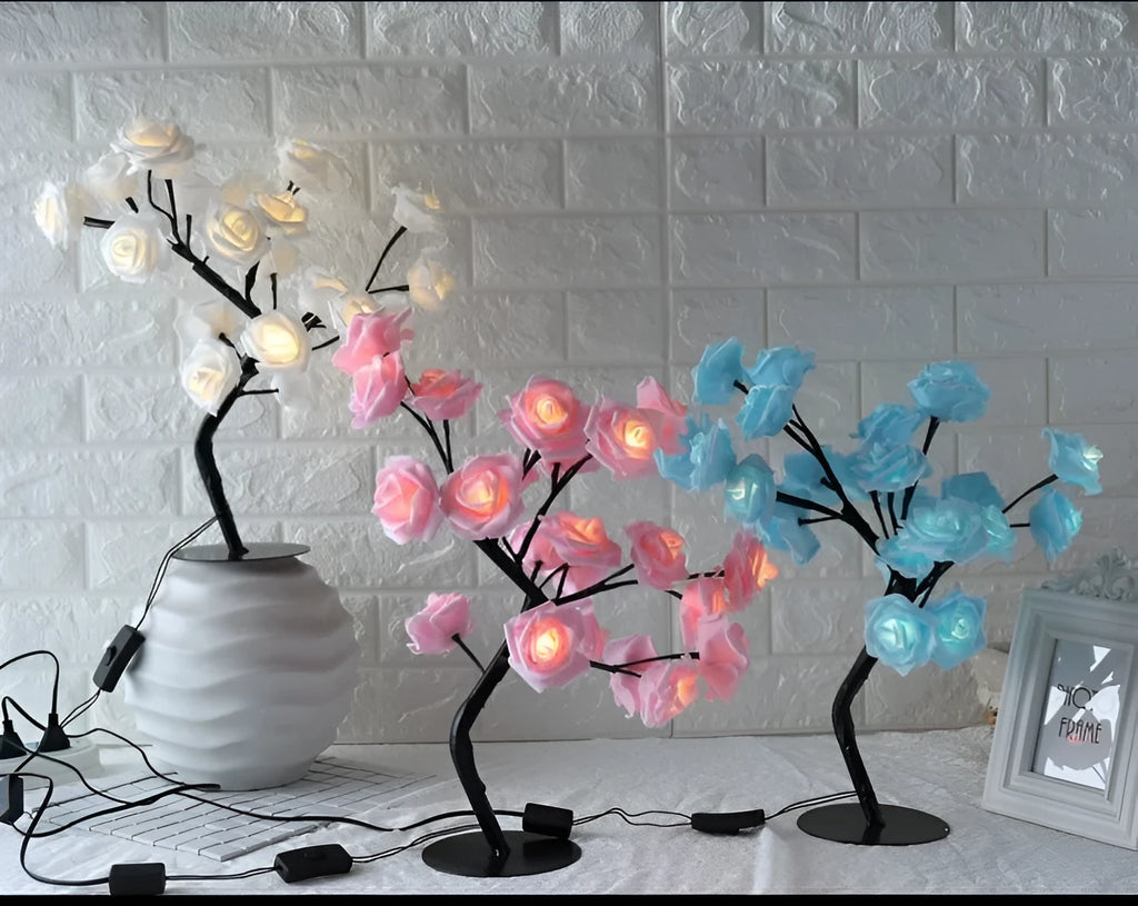 LED tree lamp simulation small flower tree table lamp warm light decoration