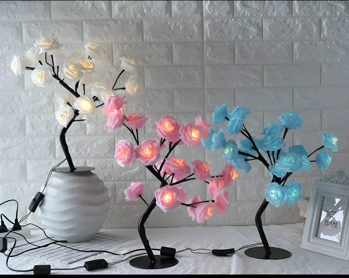 LED tree lamp simulation small flower tree table lamp warm light decoration