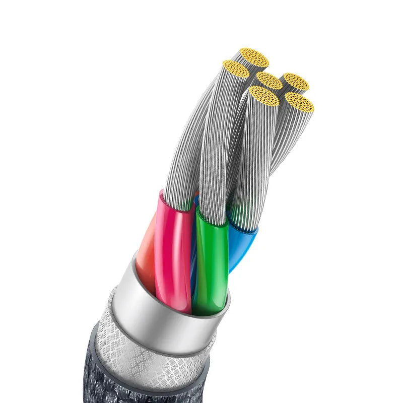 Crystal Shine Series USB to Type C 100W fast charging data cable with aluminium alloy casing and braided-fabric cable in black