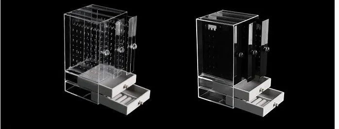 Acrylic cosmetic storage box in white, 13.5 x 13 x 24.7 cm plastic makeup organiser