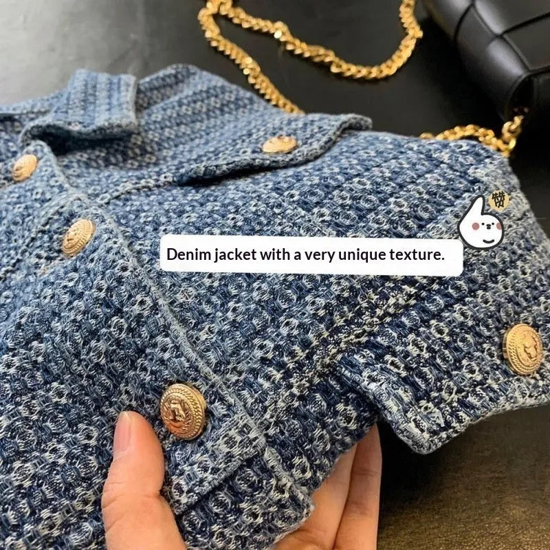 Women's long-sleeve denim jacket in picture colour, cotton main fabric, regular sleeve, sizes S to XL
