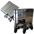 PS4 console with a coloured matte protective film showing gold plating effect
