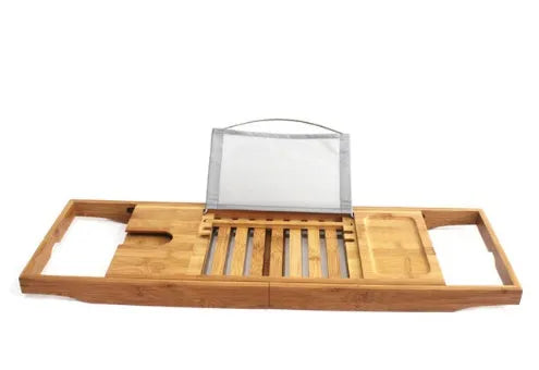 Bamboo bathtub storage frame for desktop placement with single-tier design
