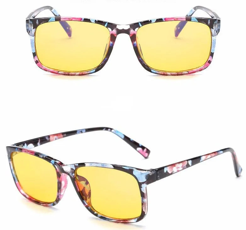 Unisex vintage round anti Blu-ray glasses with PC lens and plastic frame in blue black colour