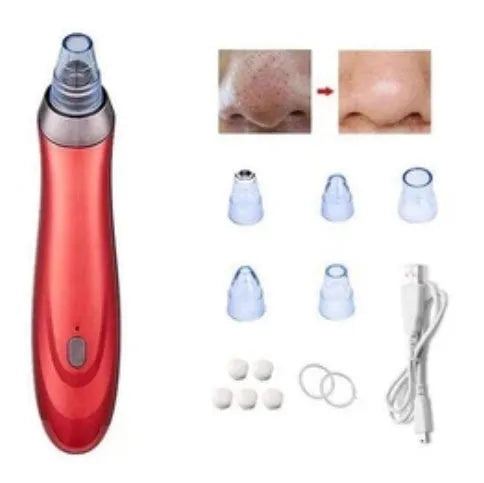 Electric blackhead remover tool with vacuum suction and multiple nozzle attachments