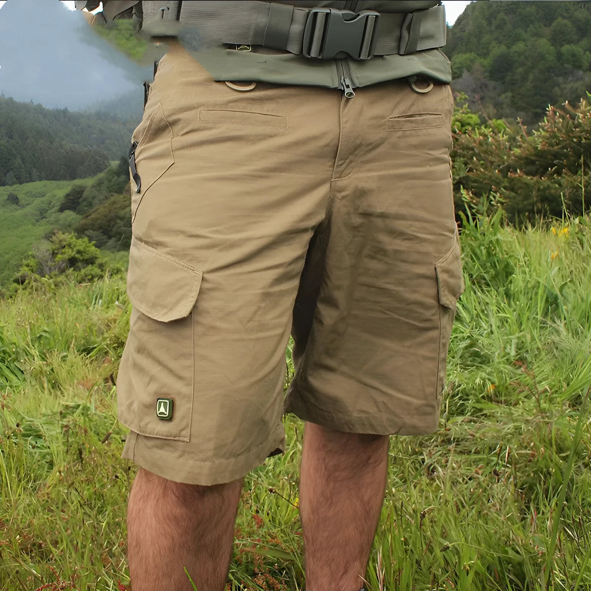 Men's classic tactical shorts in Army Green, Grey, or Khaki, loose fit, middle-waisted, zipper fly, sizes S to XXL