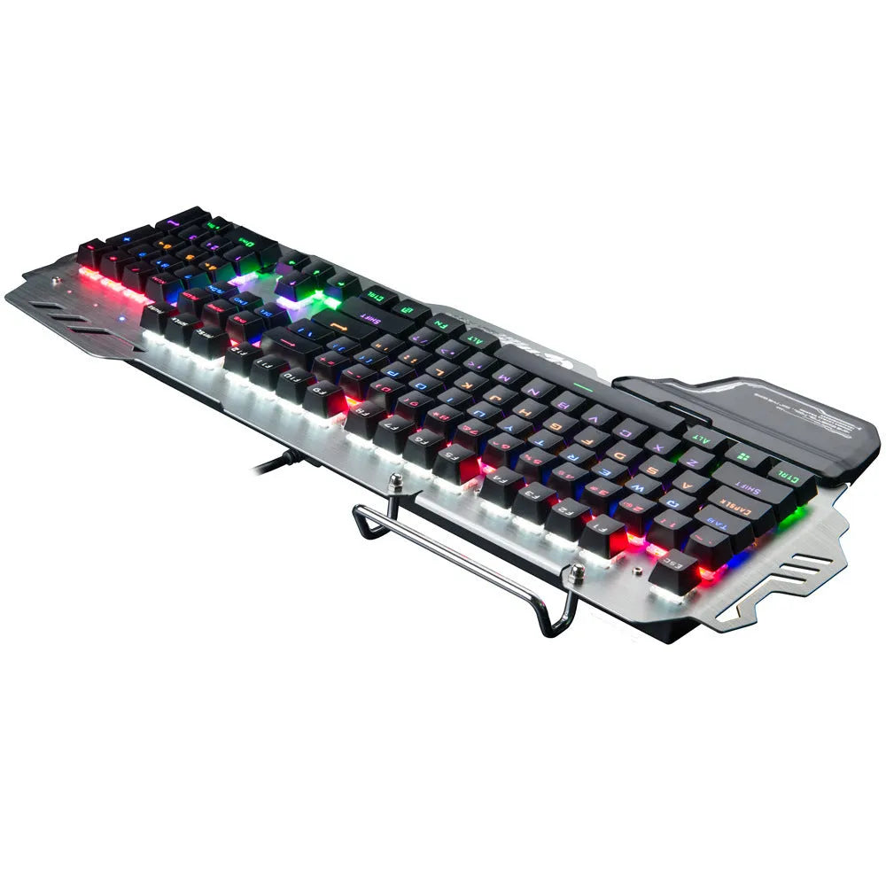 Silver Green Axis mechanical gaming keyboard with metal panel and detachable wrist splint.