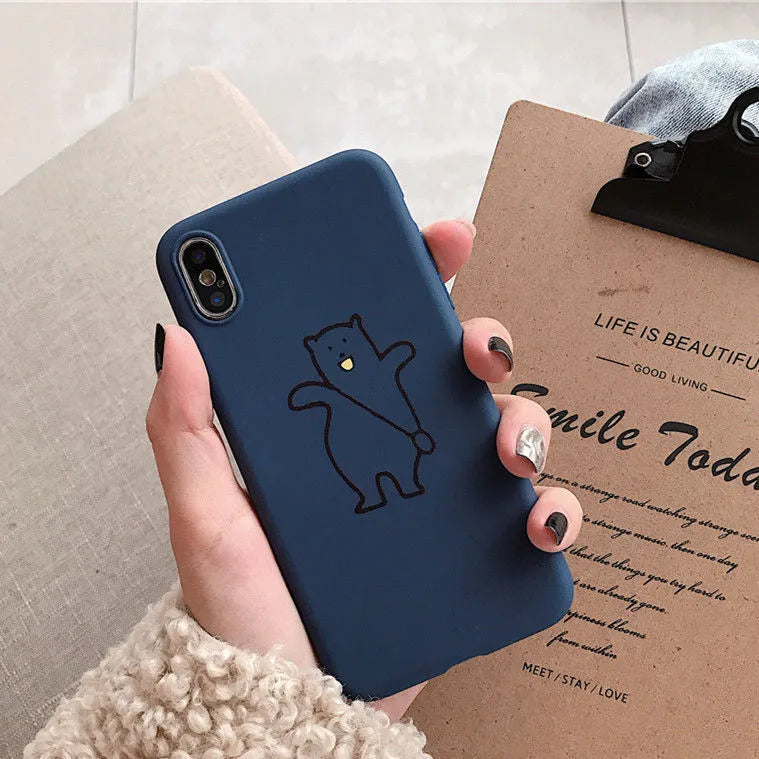 Frosted matte phone case with cartoon pattern for Huawei and iPhone