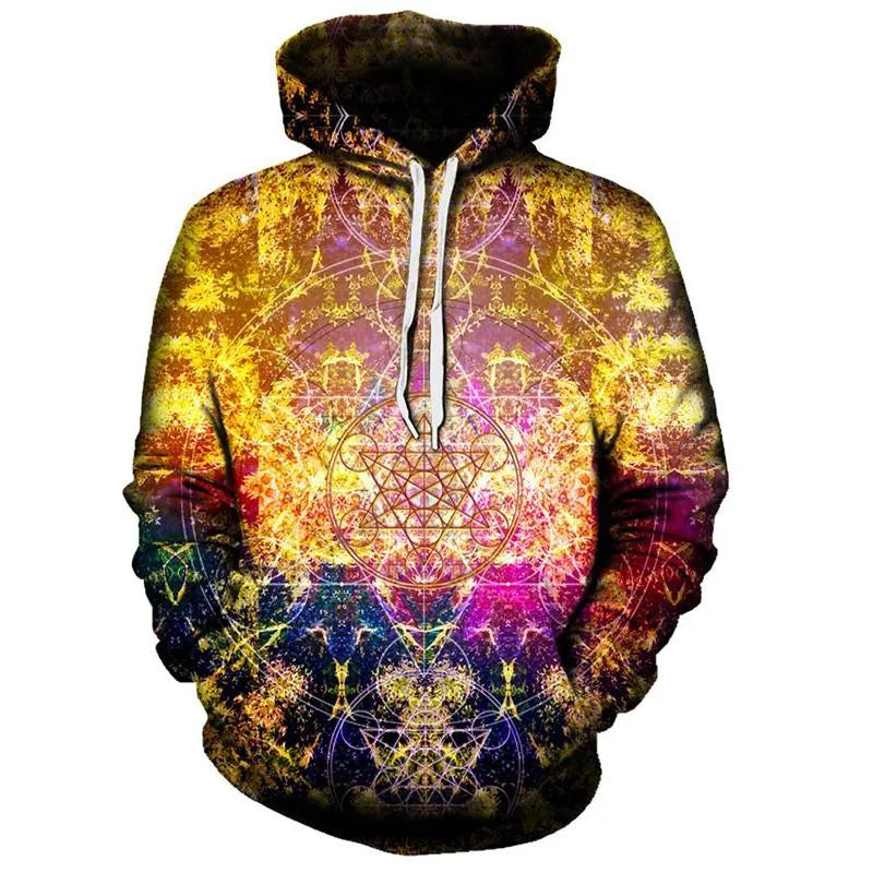 Metatron hoodie with psychedelic pineal gland graphic in polyester, available sizes M to 4XL