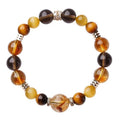 Crystal tiger-eye bracelet with yellow tower design showing 10mm geometric beads