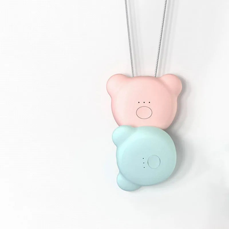 USB mini portable air purifier necklace in blue, grey, pink or white colours with charging cable