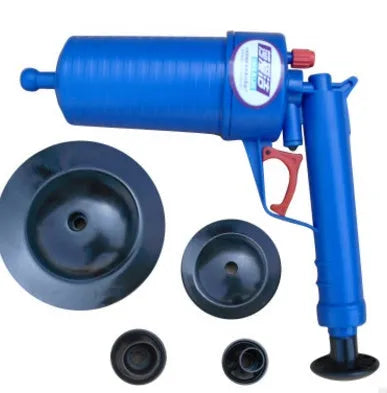 Plastic high-pressure drain blaster gun with four adaptors for pipe unblocking