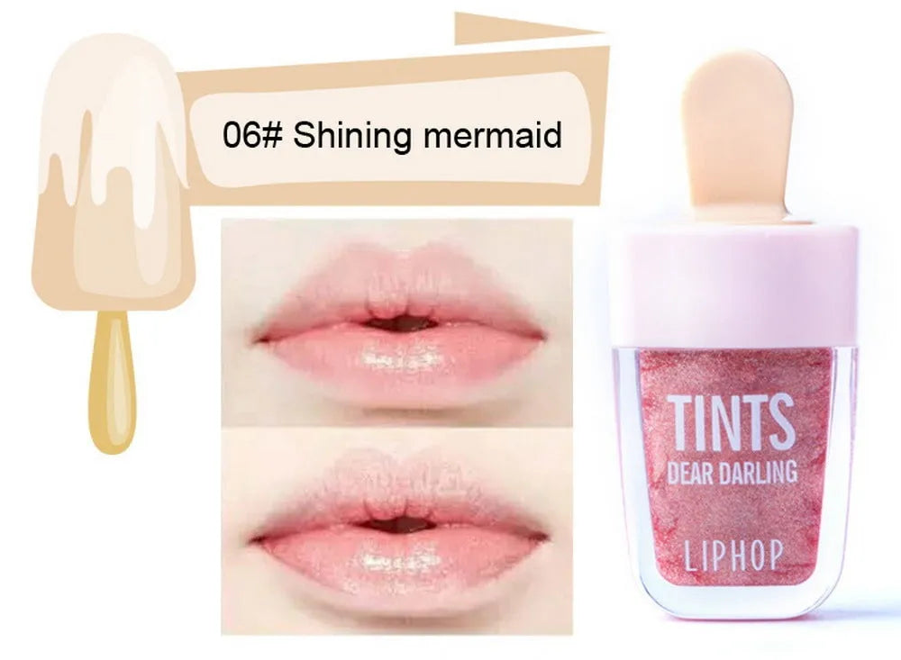 NOVO Ice Cream Lip Gloss in six colours: Orange, Peach, Watermelon. Waterproof, long-lasting liquid lipstick. 4.5ml tube.