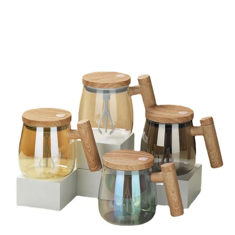 400ml self-stirring coffee mug with electric mixing function in borosilicate glass