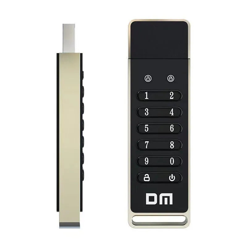 Metal USB flash drive with fingerprint scanner and 64GB storage capacity
