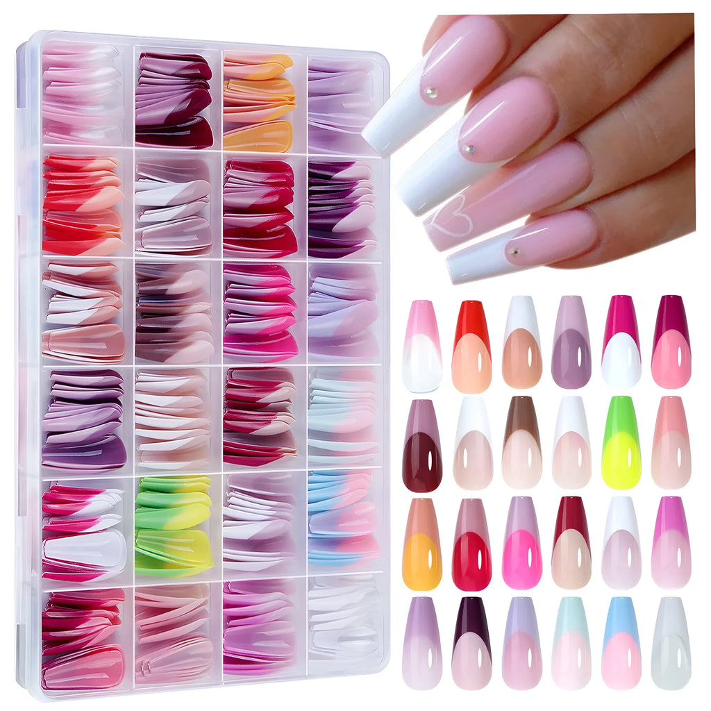 Open box showing 288 removable French wear design nail stickers in sweet and hot girl styles.
