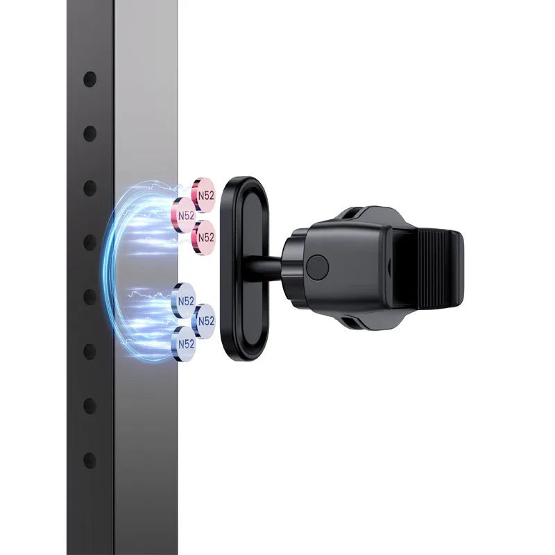 Double-sided magnetic photography bracket showing plastic construction with universal mounting design