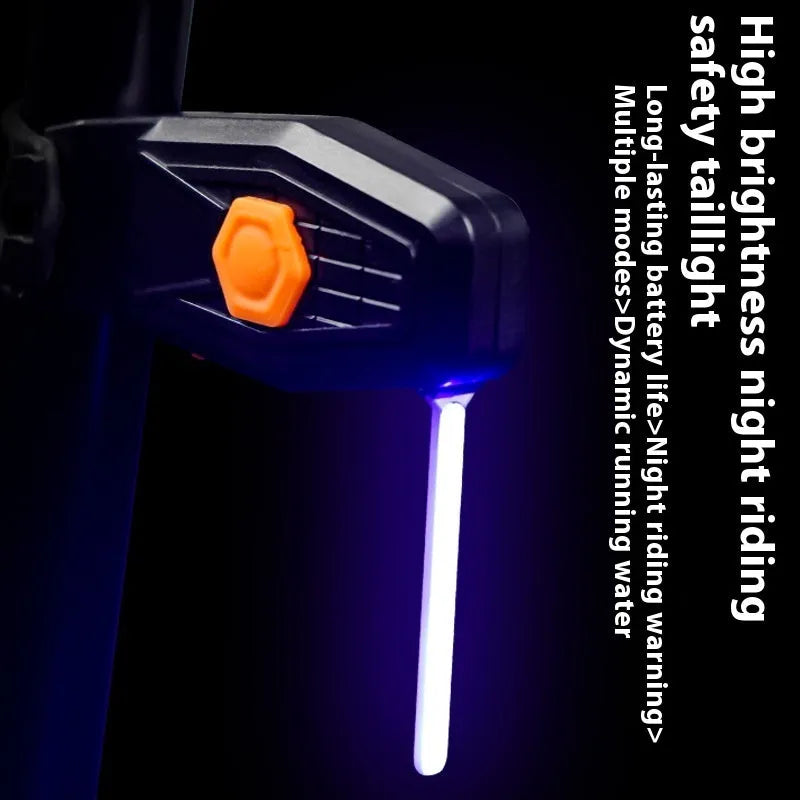 USB-C rechargeable bicycle tail light with love strap style, 300mAh battery, ABS and silicone shell