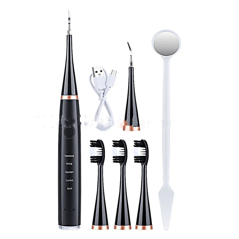 USB electric toothbrush with magnetic suspension motor in black or white, with optional 18mm or 20mm brush heads.