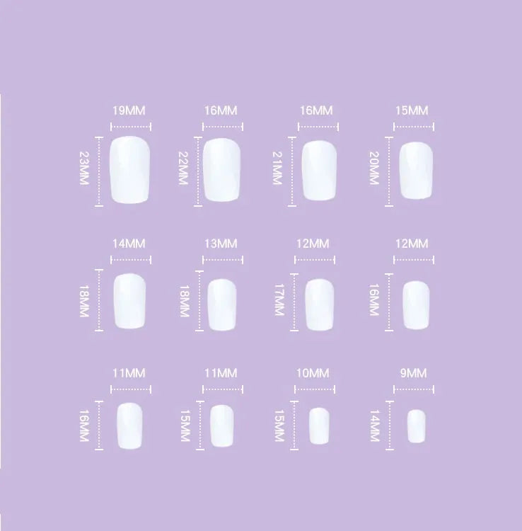 French simplicity short white nail stickers with plaid pattern, 24 pieces, glue type and bare strip options