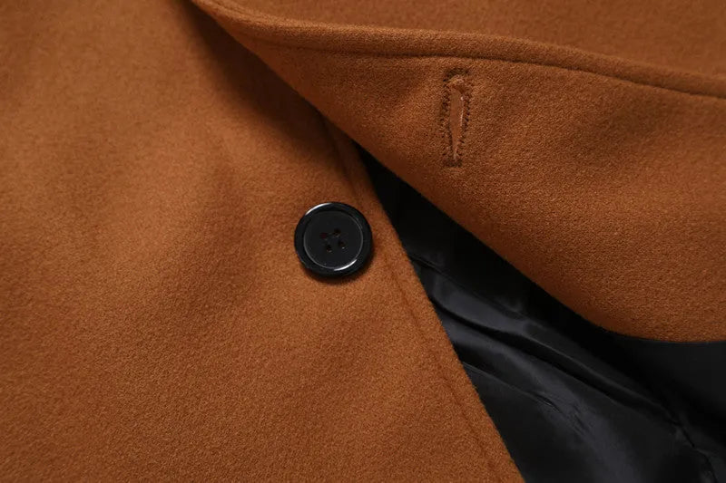 Solid-colour form-fitting khaki woolen coat for middle-aged and young men autumn outerwear