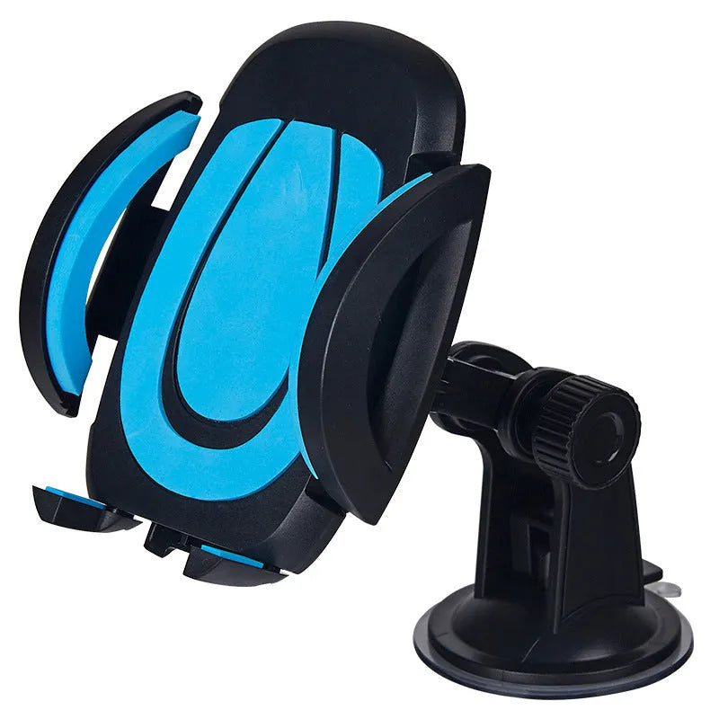 Red ABS suction cup U-shaped universal mobile phone holder for car or table use.