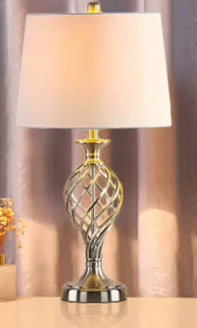 European-style touch sensing bedside table lamp with USB charging socket and dimmable cold warm light