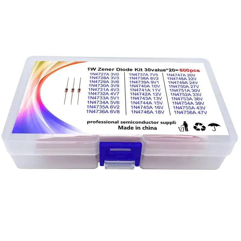 Boxed 1W 50V Zener crystal glass diode electronic component.