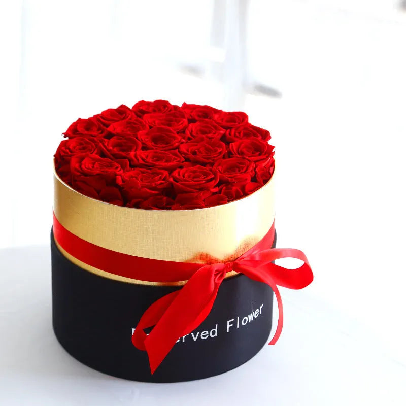 Preserved real roses in luxury gift box with large, medium and mini size options