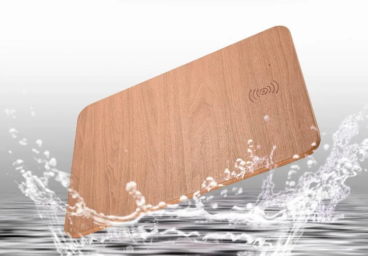 5W wooden wireless charger with ABS and PU leather surface, Qi 1.1 compliant, black finish