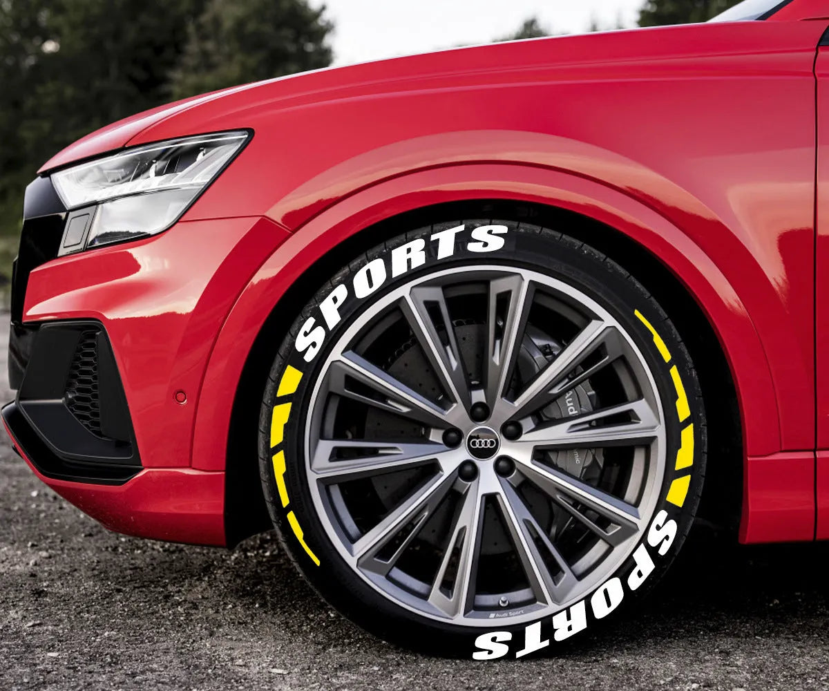PVC sports tyre letter stickers in 2.7cm size for car and motorcycle wheel decoration