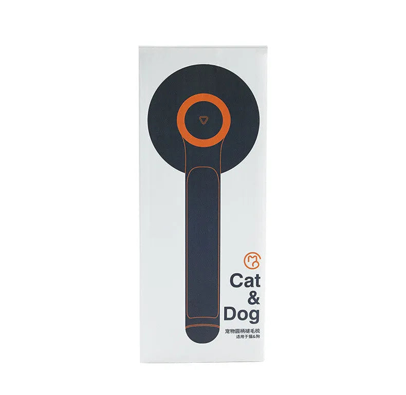 Round handle pet pass-through comb with stainless steel needles and self-cleaning button in pink colour