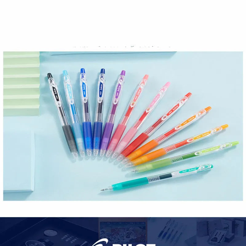 Baiguole gel pens showing metallic, fluorescent, tender, and conventional colour options with 0.5mm tips