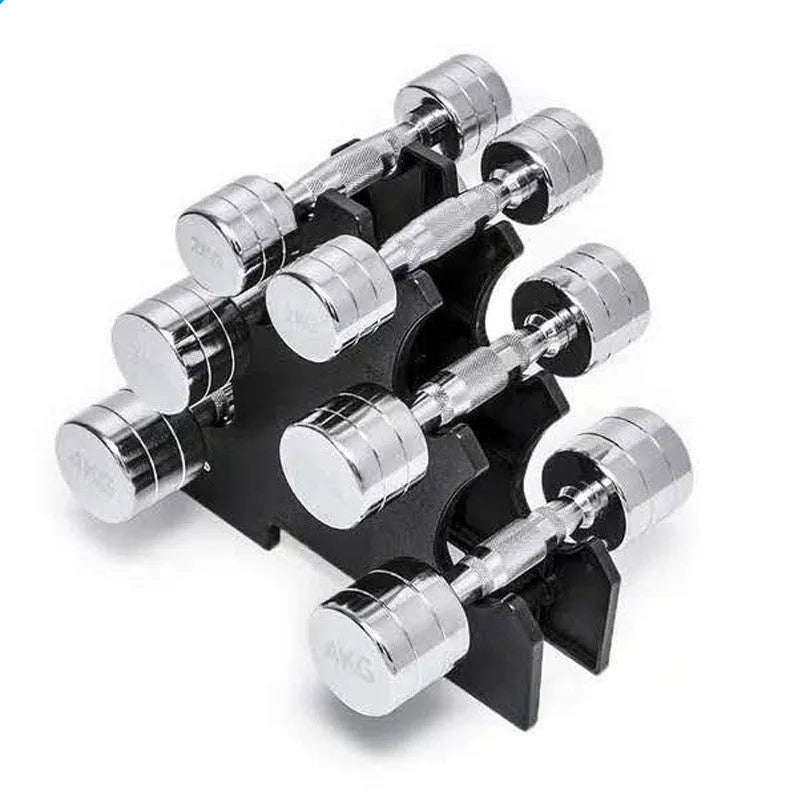 Silver electroplated pure steel dumbbell with ergonomic date-core handle