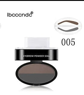 Eyebrow powder stamp kit with 10 colour options including dark brown and light brown shades for natural brows