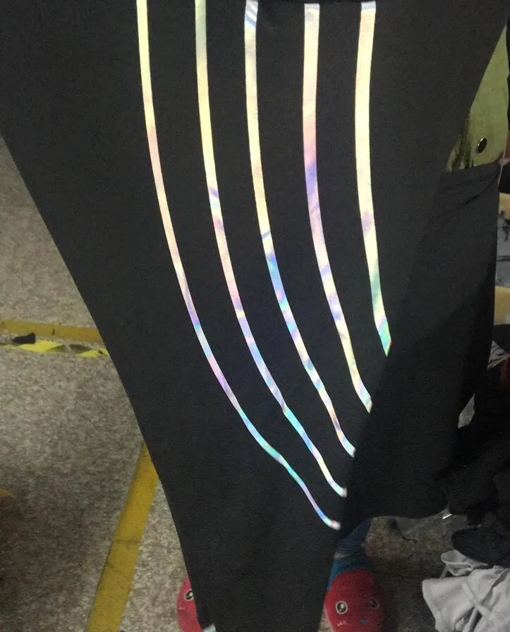 Women's laser print yoga pants in milk silk polyester, nine-length slim pencil sports leggings, S to 3XL