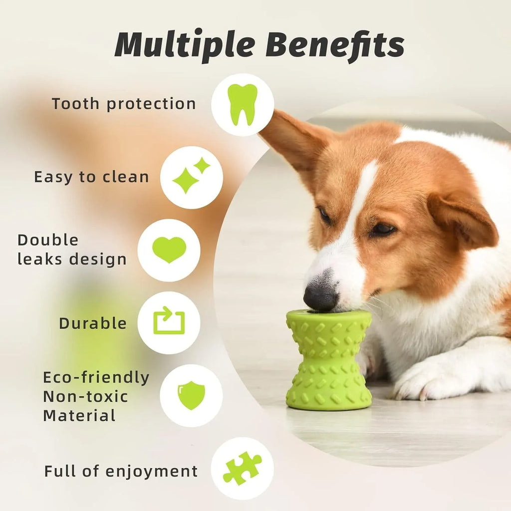 Blue natural rubber treat dispensing dog bone toy for aggressive chewers.
