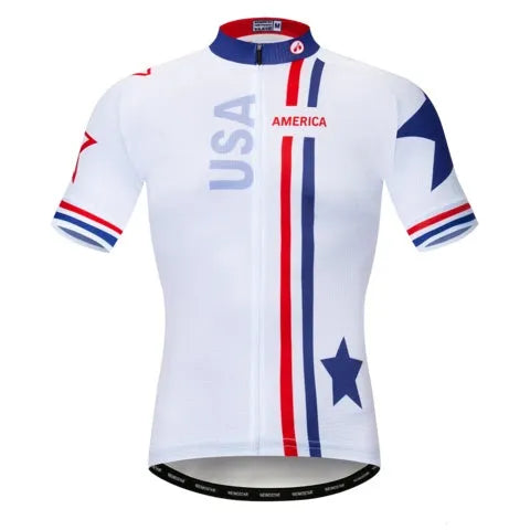 Men's long sleeve cycling jersey in Coolmax polyester fabric for quick-dry summer riding