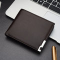 Men's business money wallet card case in PU leather, 100x120x15mm, black colour option