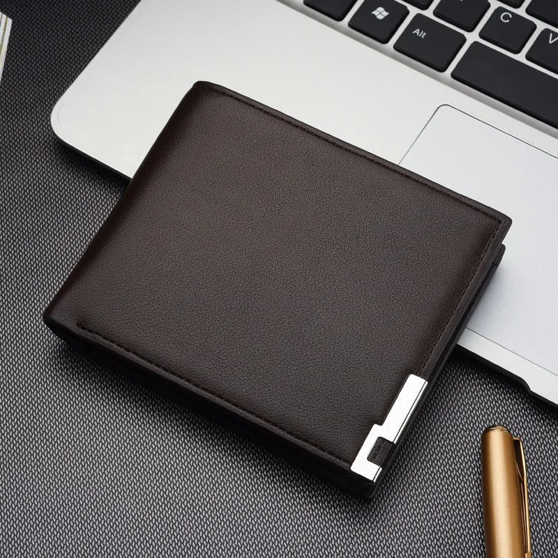 Men's business money wallet card case in PU leather, 100x120x15mm, black colour option