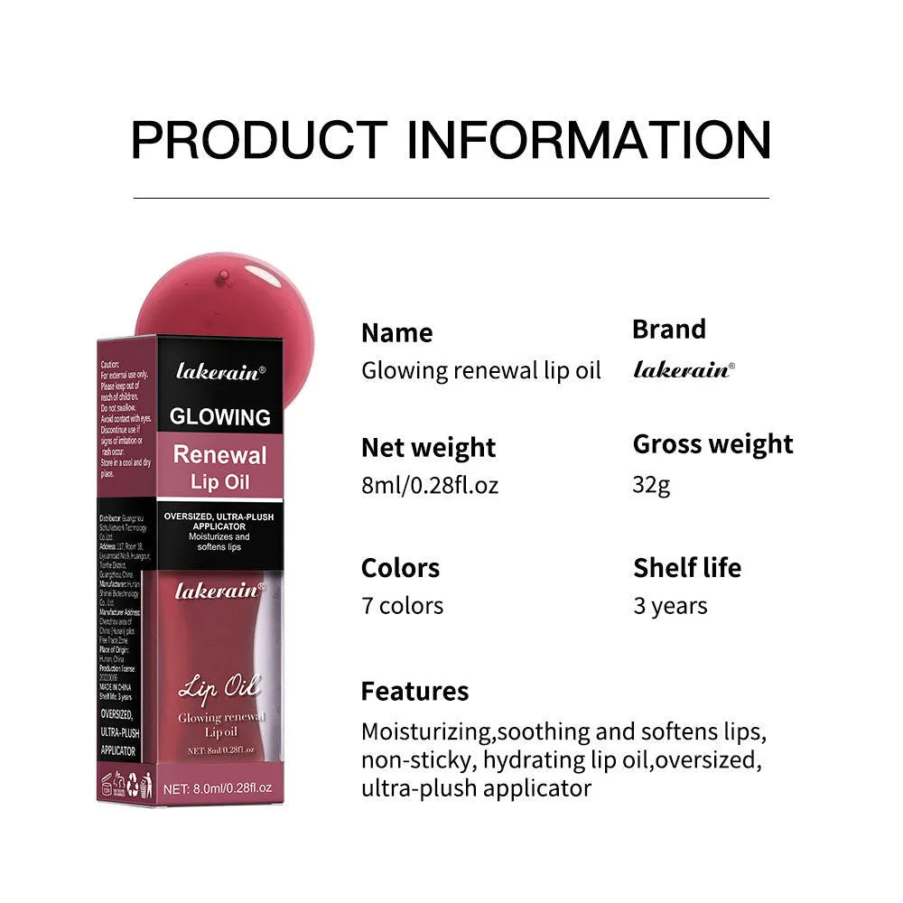 Lip gloss in seven colour variations including coral, clear, honey, jam, pink, red, and rose shades in 8ml foreign edition packaging