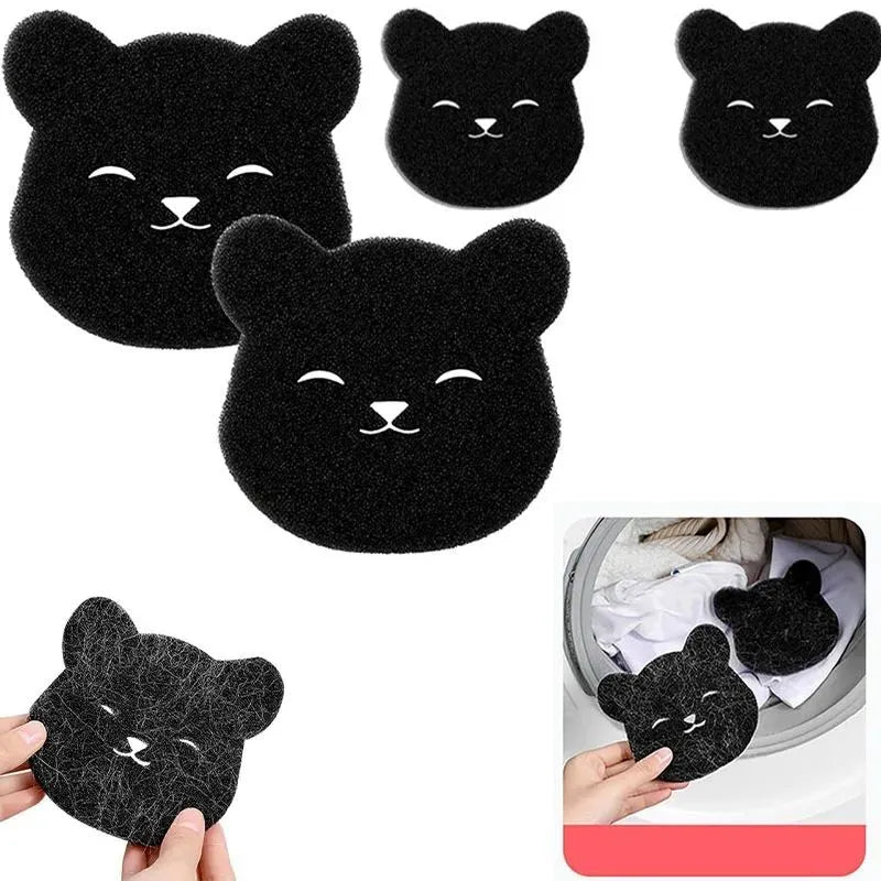 Black bear shaped sponge cleaning ball for pet hair removal from fabrics