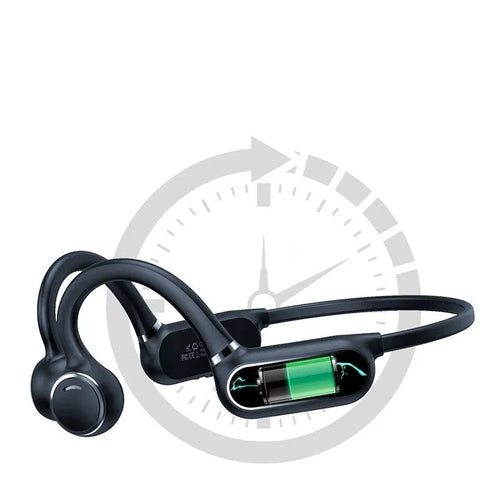 Black open-ear air conduction Bluetooth wireless headphone with a bendable titanium frame